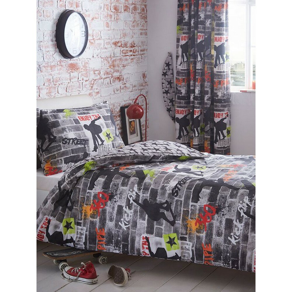 キッズ・子供用 スケートボード トリック 掛け布団カバー・枕カバー セット 【海外通販】