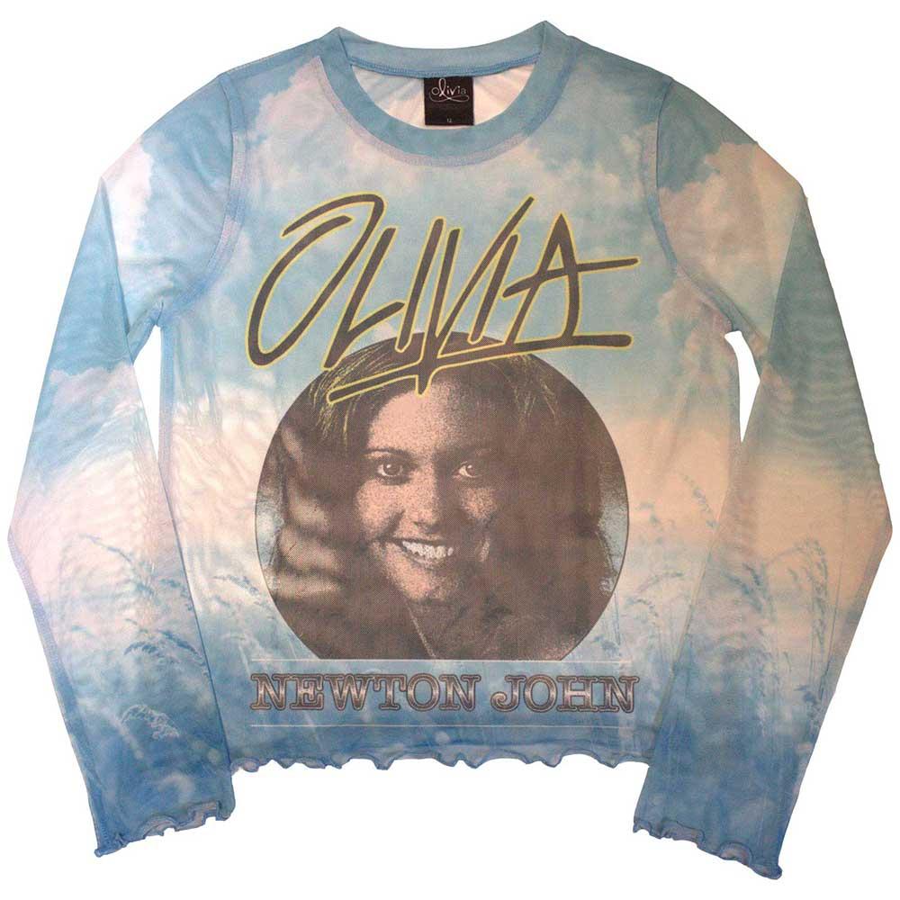 (オリビア・ニュートン＝ジョン) Olivia Newton-John オフィシャル商品 レディース Photograph Tシャツ メッシュ クロップ丈 長袖 トップス 【海外通販】