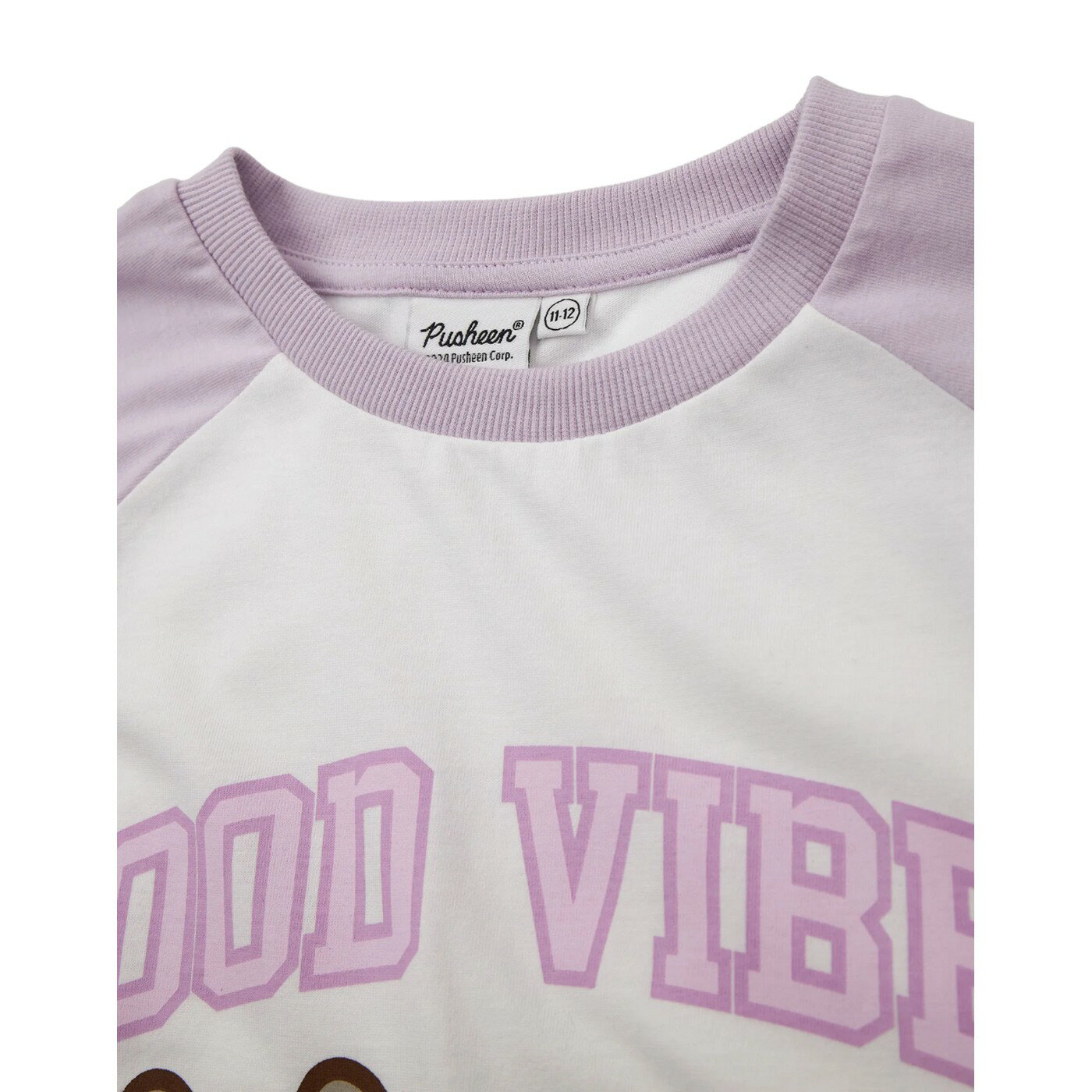 (ねこのプシーン) Pusheen オフィシャル商品 キッズ・子供 ガールズ Tシャツ Good Vibes ラグラン 半袖 トップス 【海外通販】