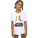 (スター・ウォーズ) Star Wars オフィシャル商品 キッズ・子供用 レインボー コットン 半袖 Tシャツ トップス 女の子 【海外通販】