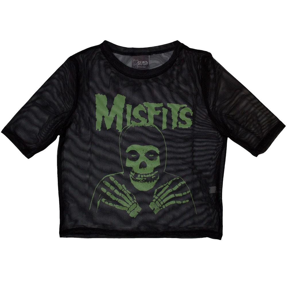 (ミスフィッツ) Misfits オフィシャル商品 レディース Green Hands メッシュ Tシャツ クロップ丈 半袖 トップス 【海外通販】