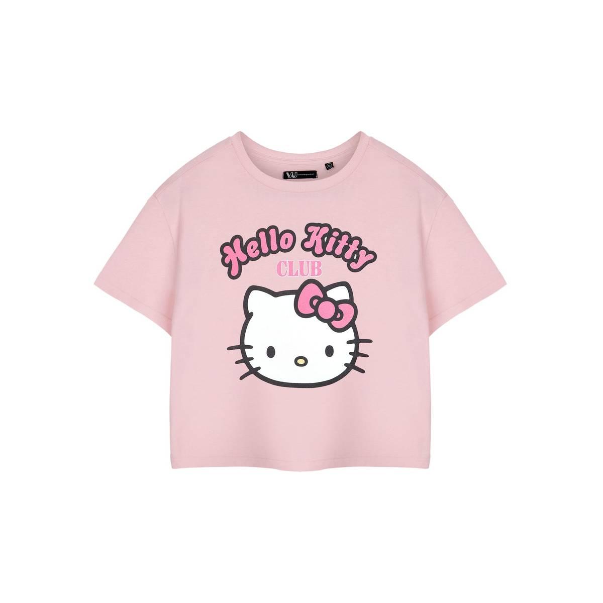乐天商城 - (ハローキティ) Hello Kitty オフィシャル商品 レディース Club Tシャツ クロップ丈 半袖 トップス 【海外通販】