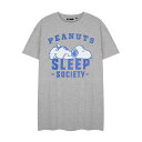 (ピーナッツ) Peanuts オフィシャル商品 レディース Sleep Society パジャマ スヌーピー 半袖 ナイティー ロングTシャツ 【海外通販】