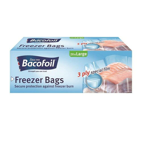 (バコフォイル) Bacofoil ラージサイズ フリーザーバッグ 冷凍 保存用 袋 (20枚) 29 x 47cm 6L 【海外通販】