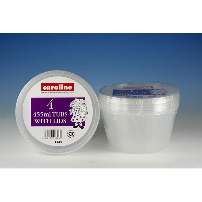 (キャロライン) Caroline ラウンド型 プラスチック 食品容器 蓋付き キッチン用品 (4個) 455ml 【海外通販】
