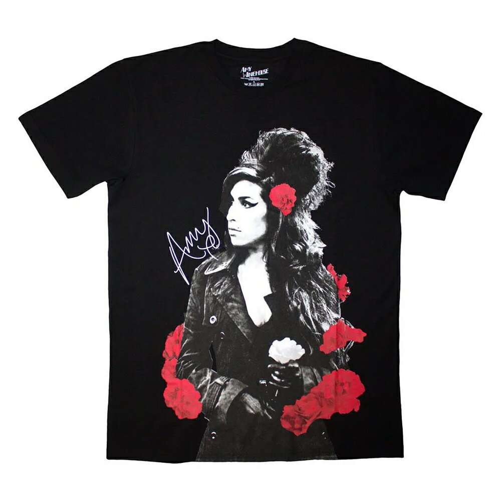(エイミー・ワインハウス) Amy Winehouse オフィシャル商品 ユニセックス Rose Tシャツ ポートレート 半袖 トップス 【海外通販】