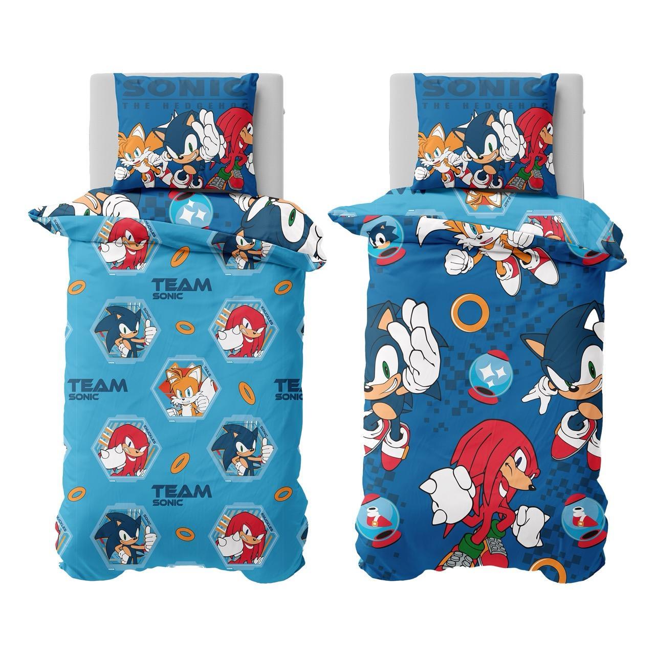 (ソニック・ザ・ヘッジホッグ) Sonic The Hedgehog オフィシャル商品 Team 掛け布団カバー・枕カバーセット リバーシブル 寝具 【海外通販】
