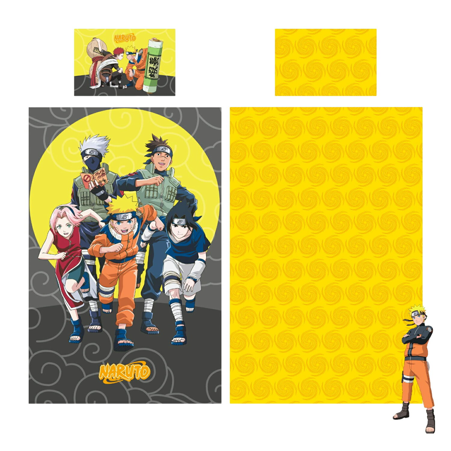(ナルト) Naruto オフィシャル商品 Team 7 掛け布団カバー・枕カバーセット リバーシブル 寝具 【海外通販】