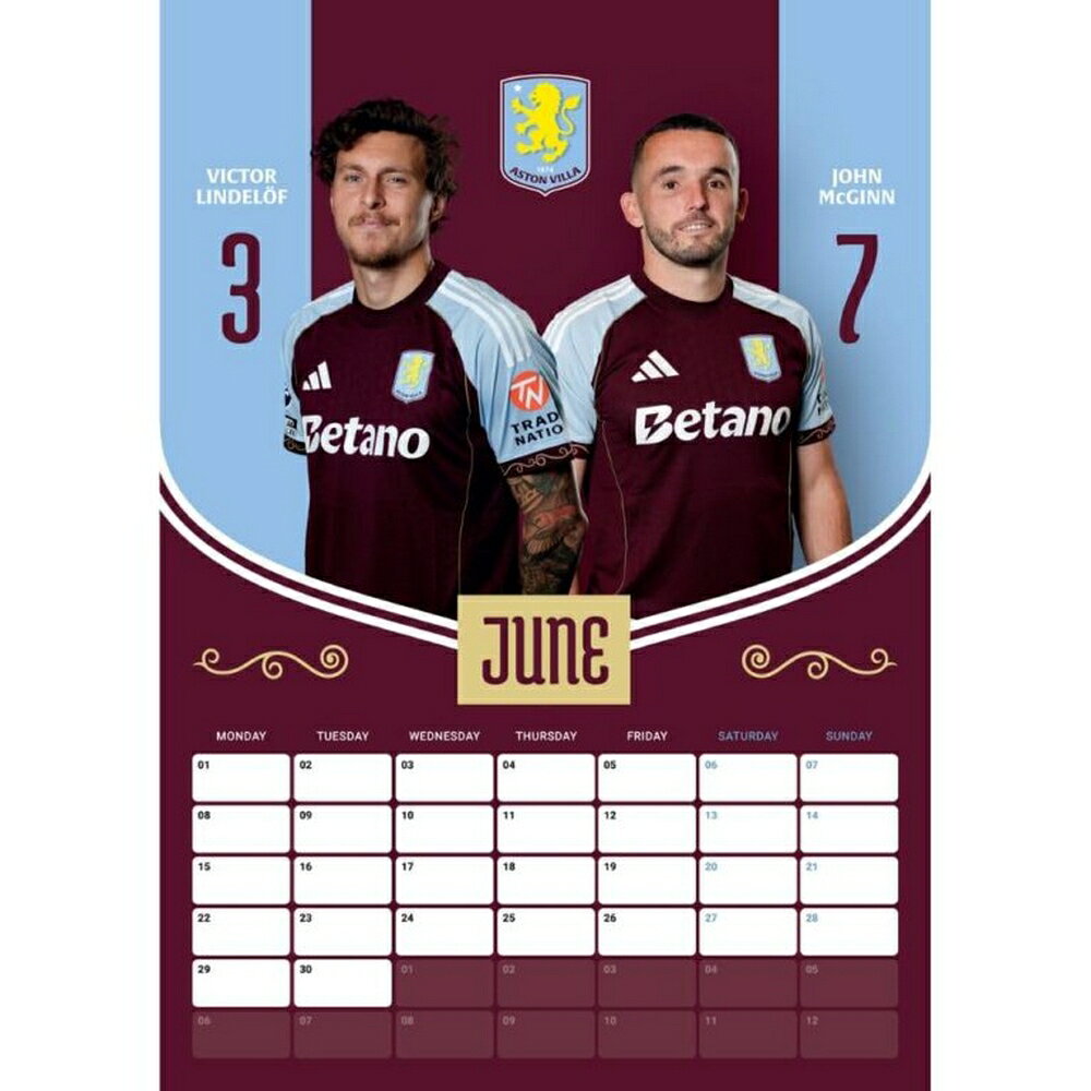 �����ȥ󡦥����� �եåȥܡ��륯��� Aston Villa FC ���ե�����뾦�� A3 �������� 2026 �������륫������ �ڳ������Ρ�