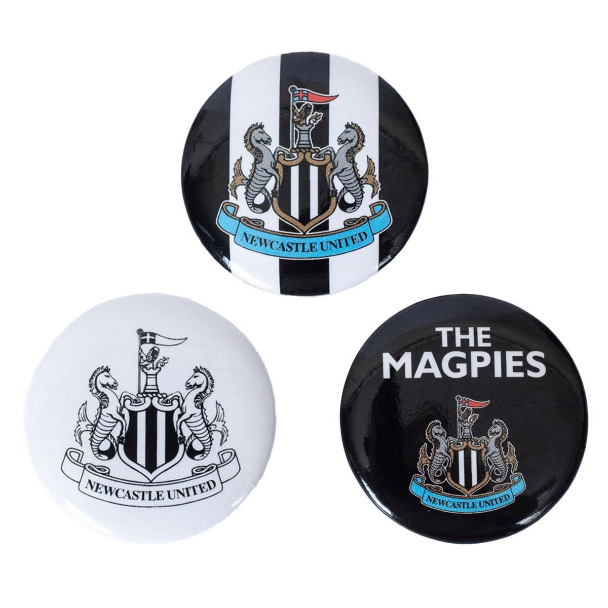 ニューカッスル・ユナイテッド フットボールクラブ Newcastle United FC オフィシャル商品 バッジ セット (3個組) 【海外通販】
