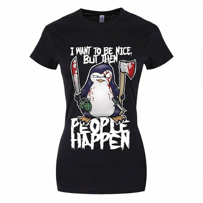 (サイコ・ペンギン) Psycho Penguin オフィシャル商品 レディース I Want To Be Nice 半袖 キャラクター Tシャツ 【楽天海外直送】