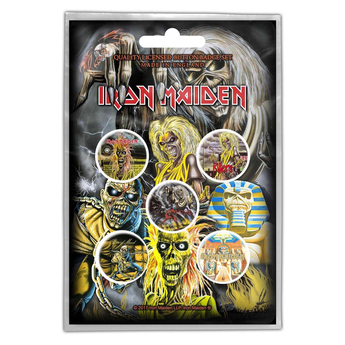 (アイアン・メイデン) Iron Maiden オフィシャル商品 ロゴ バッジ セット (5個組) 【海外通販】