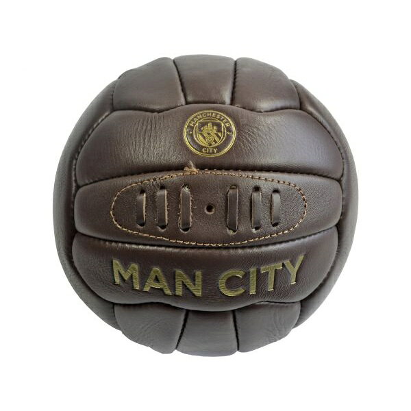 マンチェスター・シティ フットボールクラブ Manchester City FC オフィシャル商品 レトロ レザー サッカーボール 【海外通販】