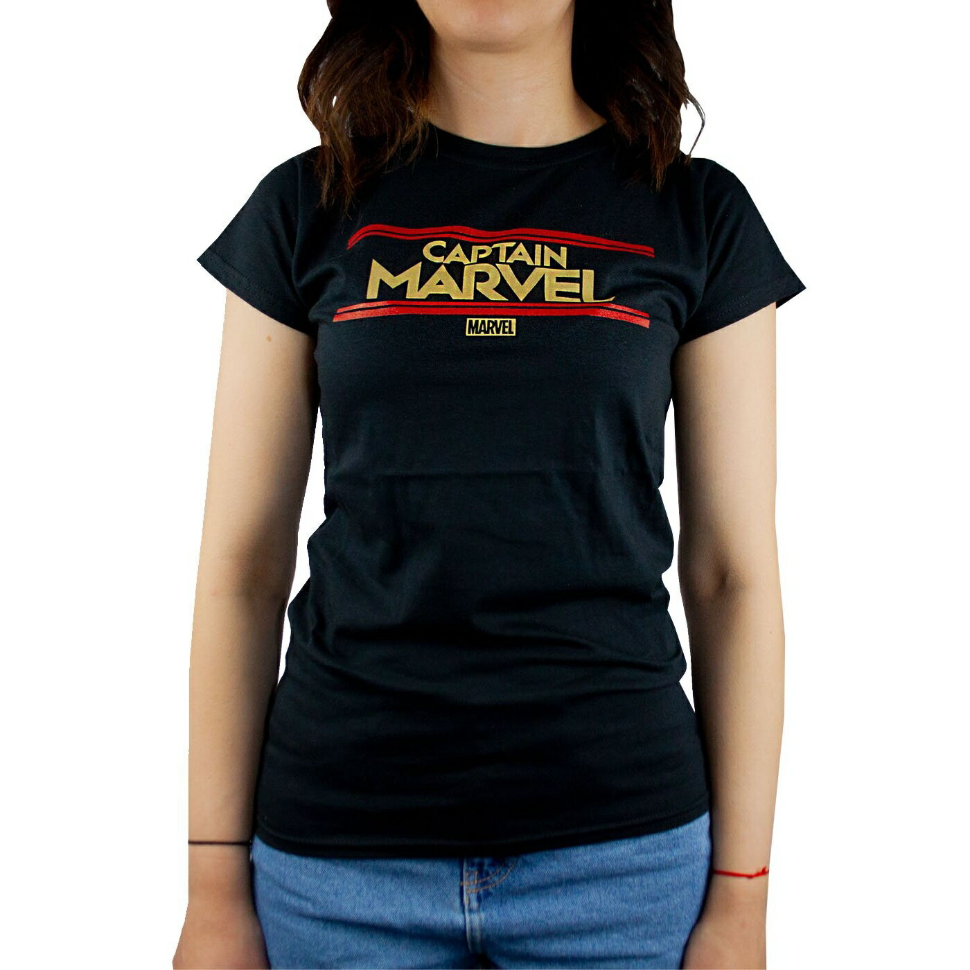 (キャプテン・マーベル) Captain Marvel オフィシャル商品 レディース Letters Tシャツ 半袖 トップス 【海外通販】