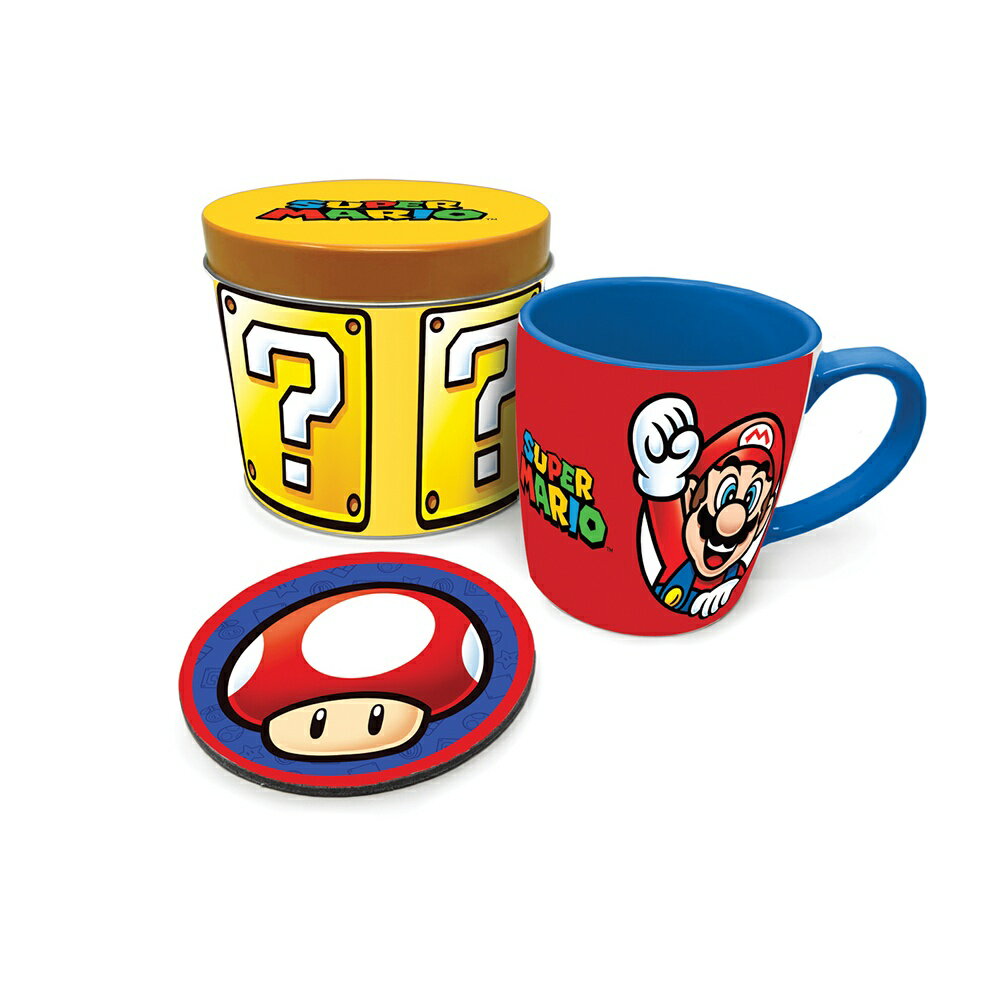 (スーパーマリオブラザーズ) Super Mario オフィシャル商品 Lets A Go Mario マグカップ＆コースターセット 【海外通販】