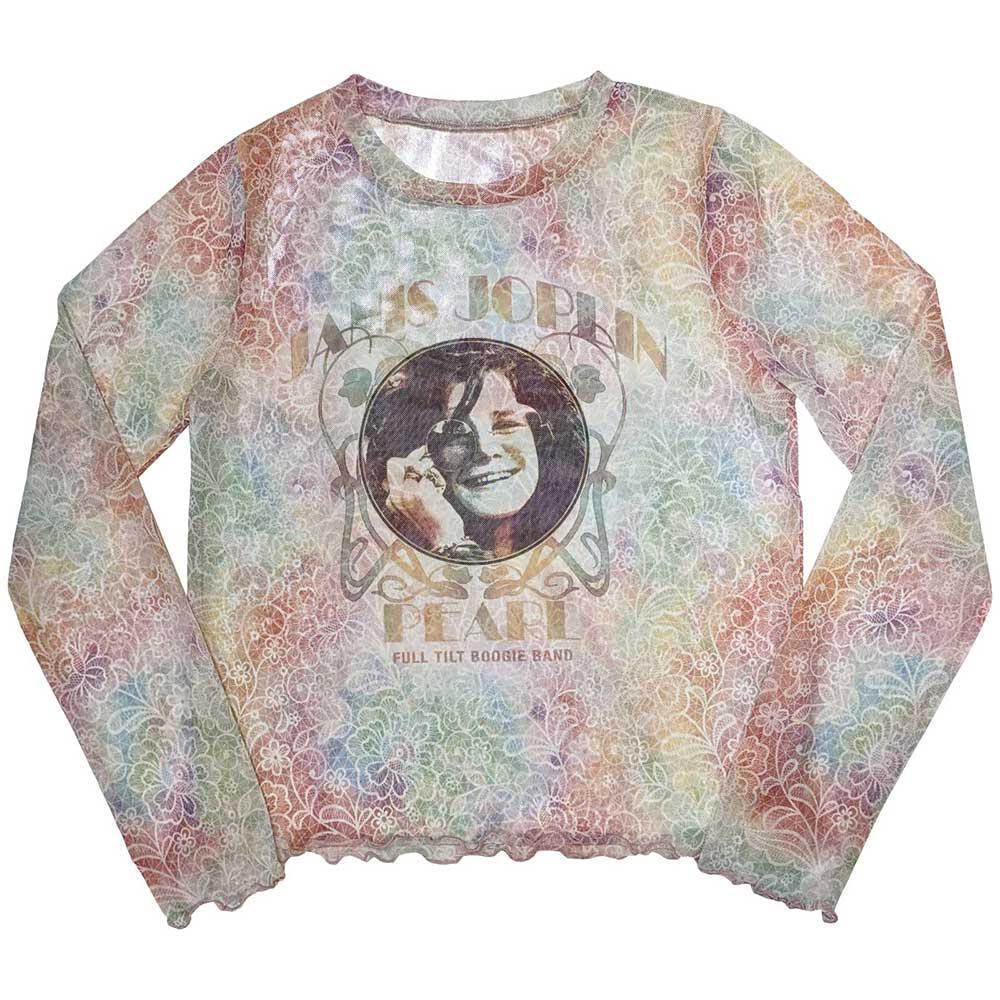 (ジャニス・ジョプリン) Janis Joplin オフィシャル商品 レディース Pearl Tシャツ メッシュ クロップ..