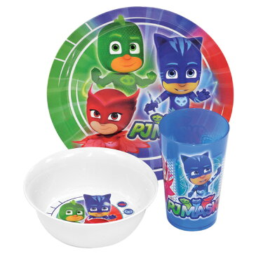 (しゅつどう!パジャマスク) PJ Masks オフィシャル商品 子供用 メラミン キャラクター 食器 3点セット 【楽天海外直送】