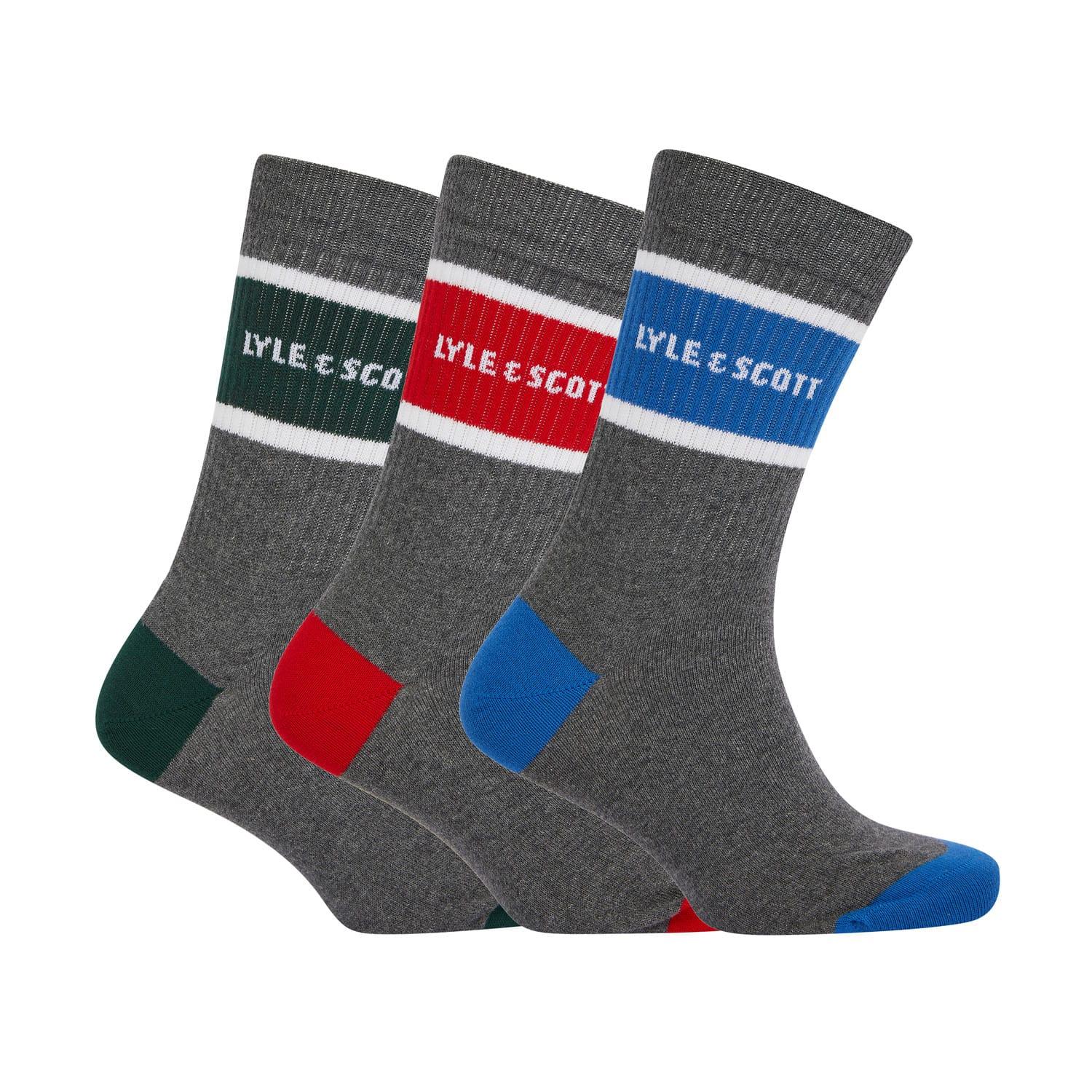 (ライルアンドスコット) Lyle & Scott メンズ スポーツ 靴下 クルーソックス ソックス セット (3足組) 【海外通販】