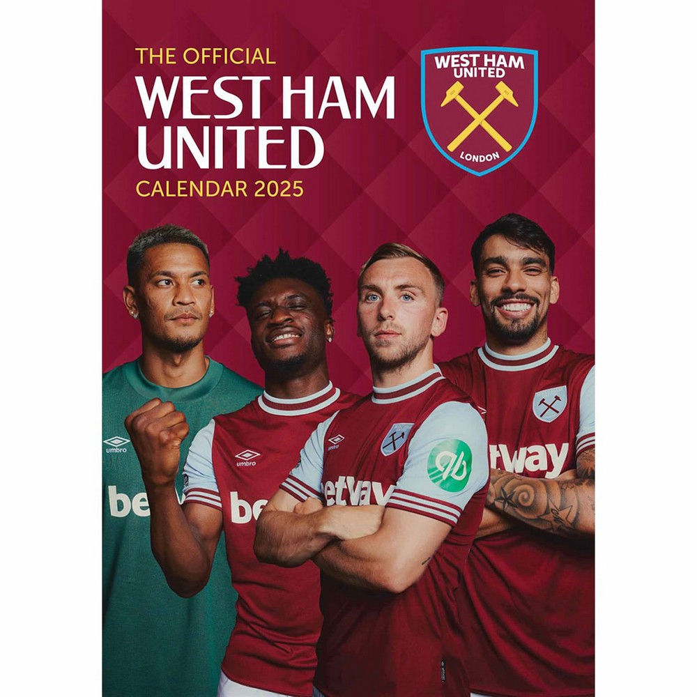 ウェストハム・ユナイテッド フットボールクラブ West Ham United FC オフィシャル商品 2025 A3 壁掛け カレンダー 【海外通販】