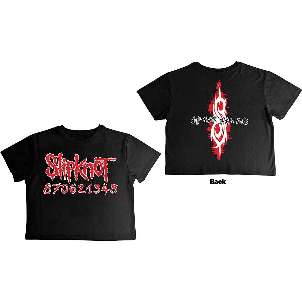 (スリップノット) Slipknot オフィシャル商品 レディース Don't Ever Judge Me Tシャツ クロップ丈 バックプリント 半袖 トップス 【海外通販】