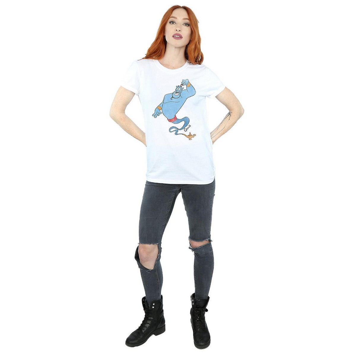 (アラジン) Aladdin オフィシャル商品 レディース Classic ジーニー Tシャツ コットン ボーイフレンド 半袖 トップス 【海外通販】