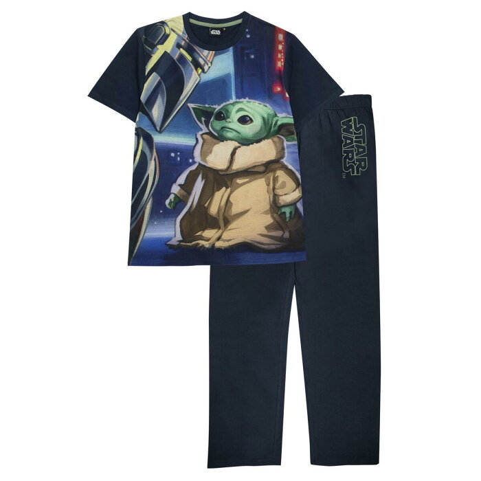 (スター・ウォーズ) Star Wars オフィシャル商品 メンズ マンダロリアン Mando And The Child パジャマ 半袖 上下セット 【海外通販】