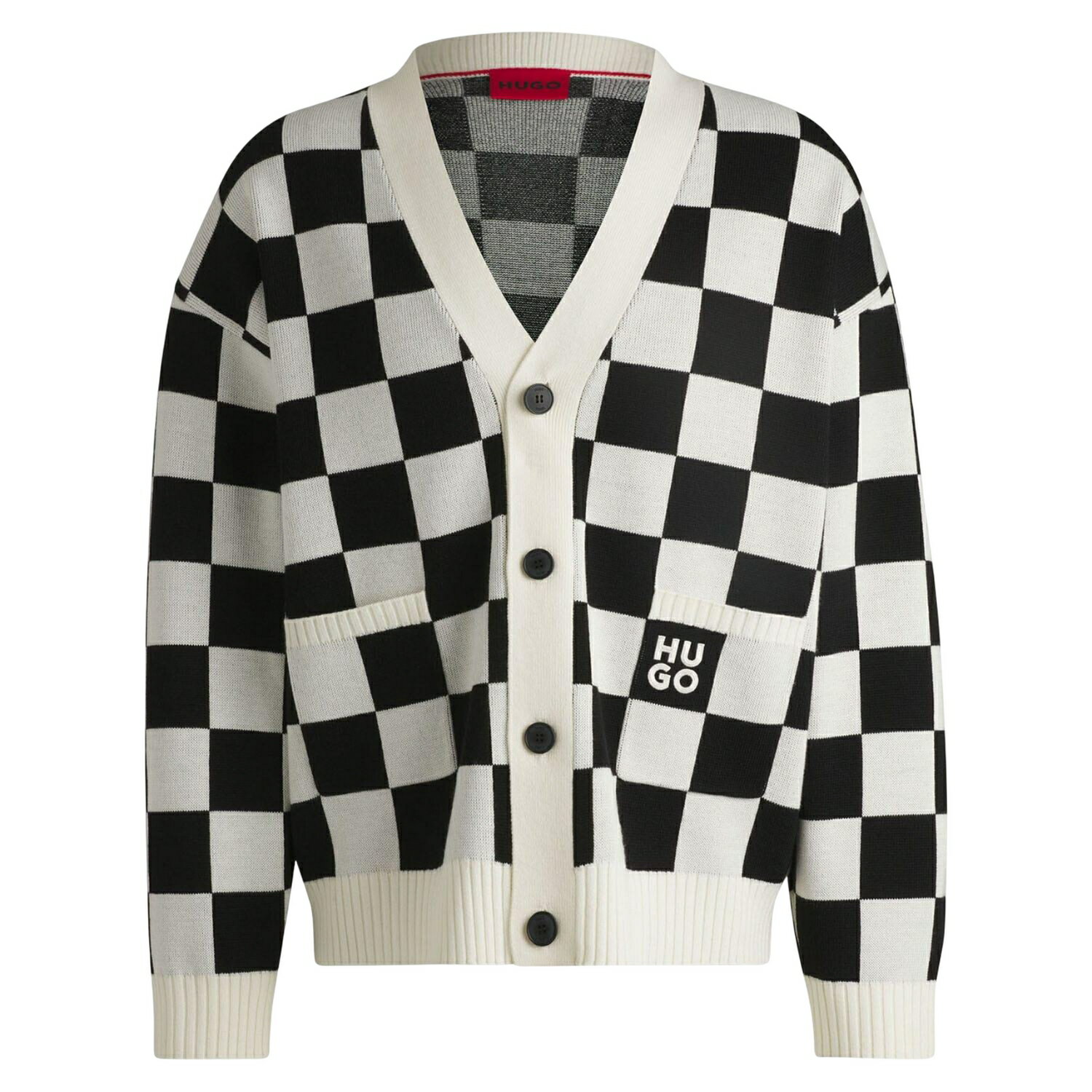 【美品】HUGO BOSS　ニット カーディガン　XXXL　千鳥柄　現行モデル 美品】HUGO BOSS ニット カーディガン XXXL 千鳥柄 現行モデル