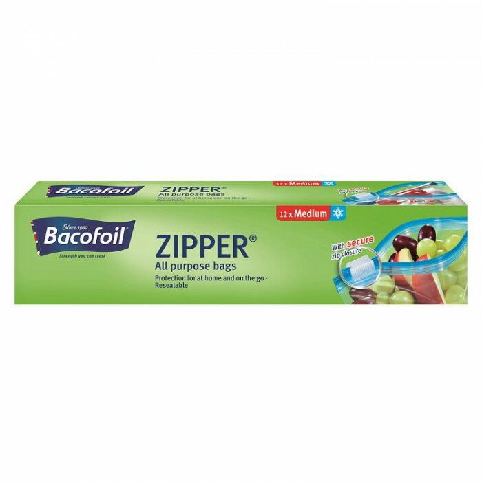 (バコフォイル) Bacofoil ジッパー 多目的 フリーザーバッグ 冷凍 保存用 袋 (12枚) 27 x 24cm 3L 【海外通販】