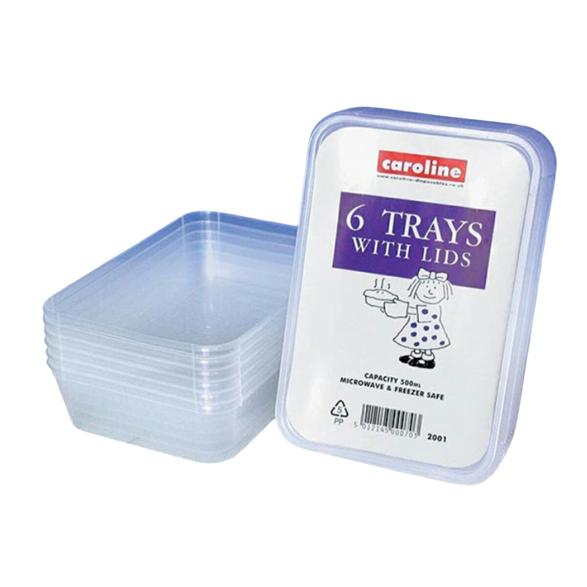 (キャロライン) Caroline プラスチック 食品容器 蓋付き キッチン用品 (6個) 500ml 【海外通販】