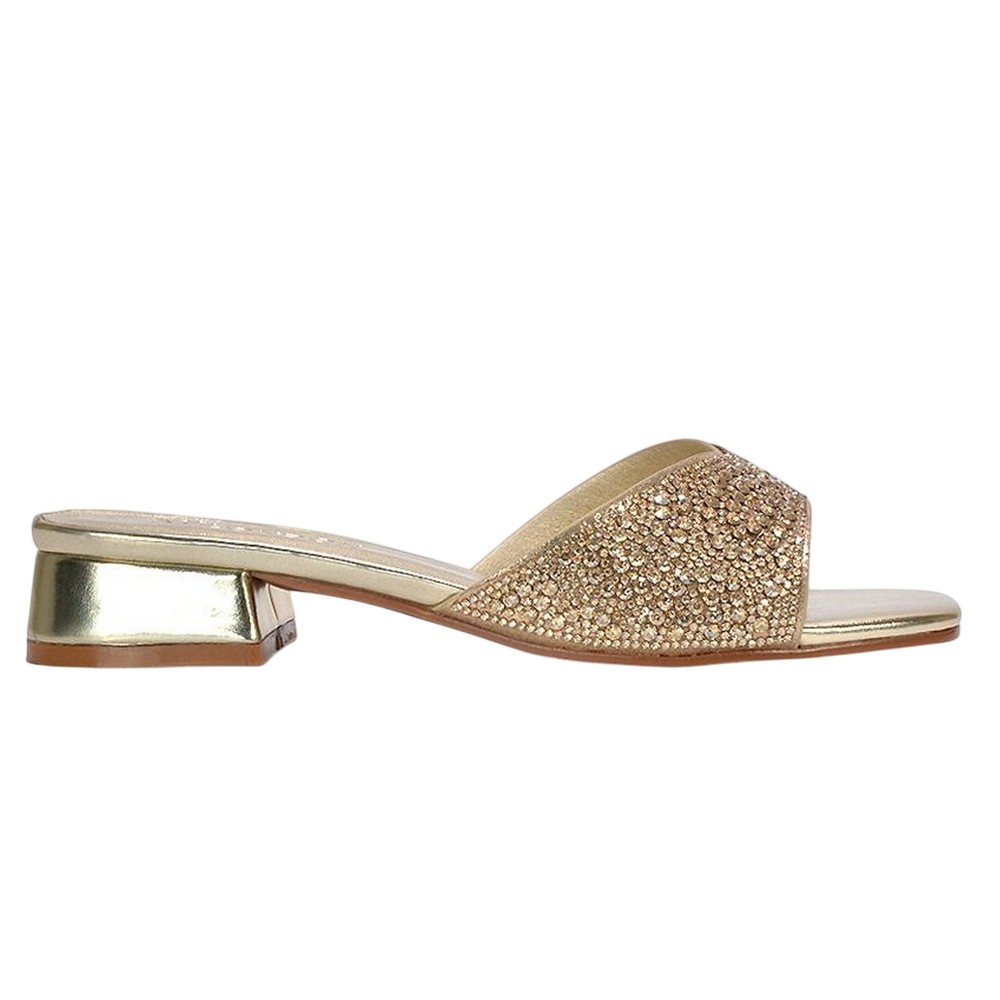 (XYロンドン) XY London レディース Erica サンダル メタリック ローブロックヒール 婦人サンダル カジ..