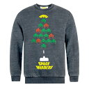 (スペースインベーダー) Space Invaders オフィシャル商品 ユニセックス クリスマスツリー バーンアウト トレーナー 長袖 スエットシャツ 【海外通販】
