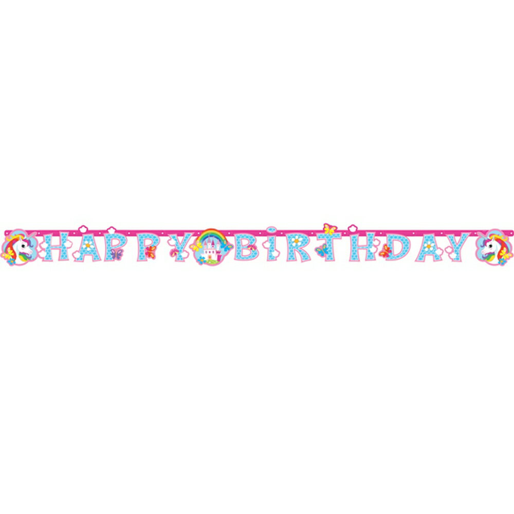 商品説明・ Happy Birthdayバナー。・ キュートなユニコーンデザイン。・ サイズ(約): W 1.8m x H 15cm。 カラーピンク