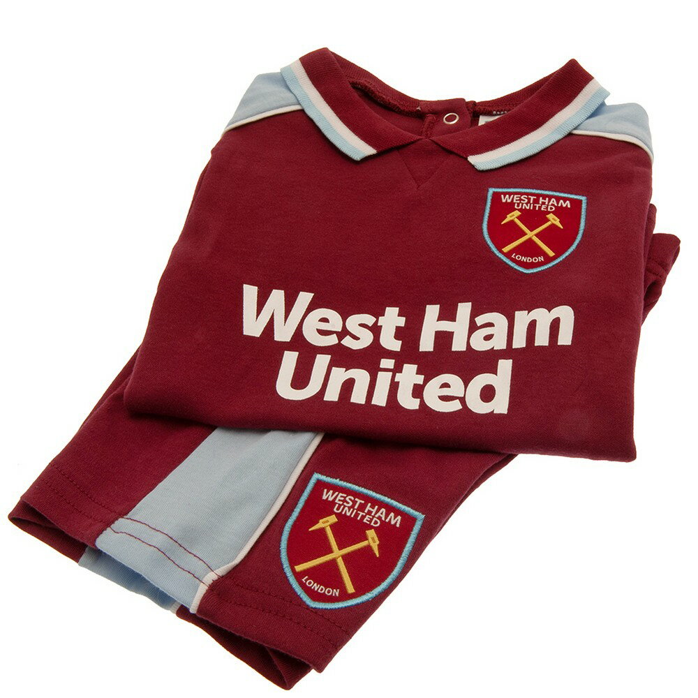 ウェストハム・ユナイテッド フットボールクラブ West Ham United FC オフィシャル商品 ベビー・赤ちゃん 半袖 Tシャツ 半ズボン 上下セット 【海外通販】