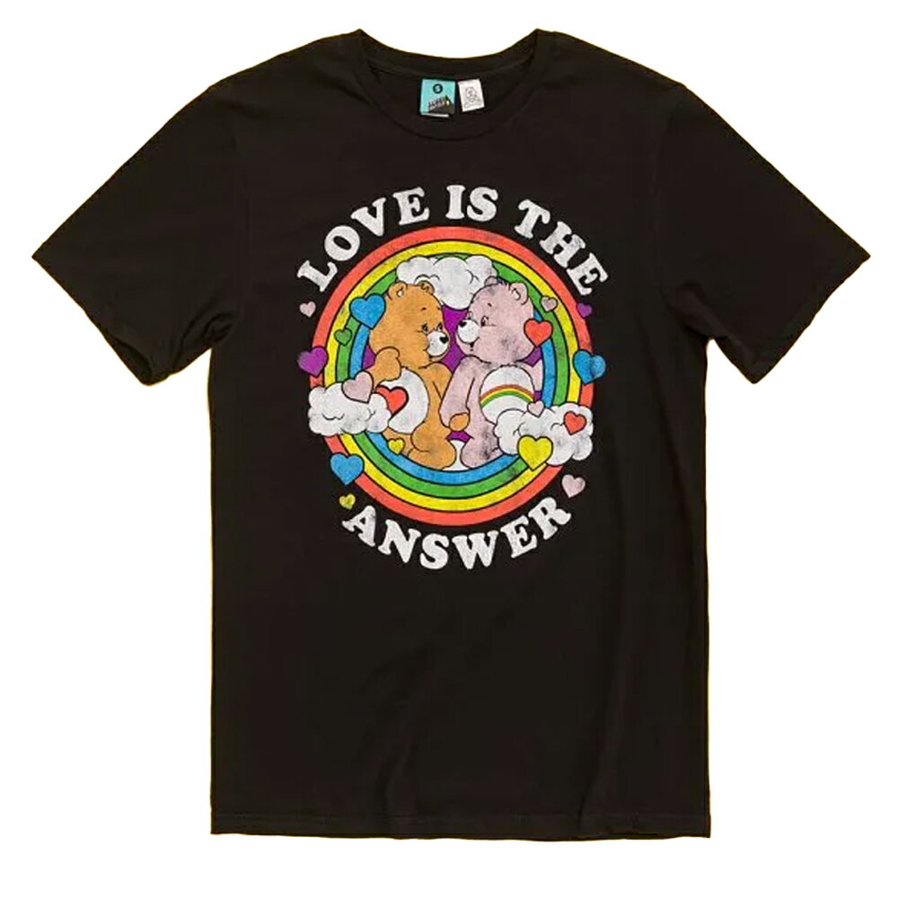 (ケアベア) Care Bears オフィシャル商品 ユニセックス Love Is The Answer Tシャツ プライド 半袖 トップス 【海外通販】