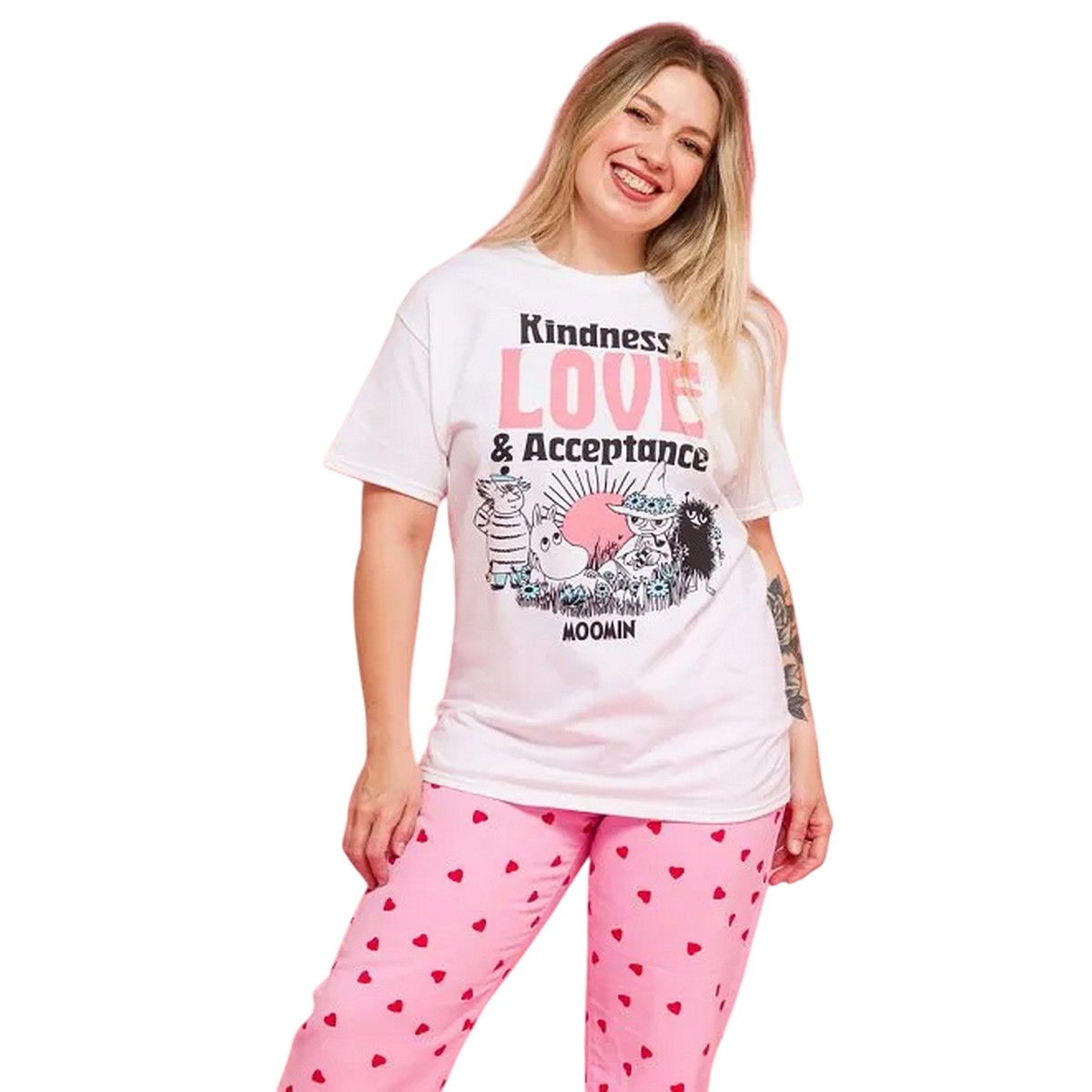 (ムーミン) Moomin オフィシャル商品 ユニセックス Kindness Love And Acceptance Tシャツ バックプリント 半袖 トップス 【海外通販】