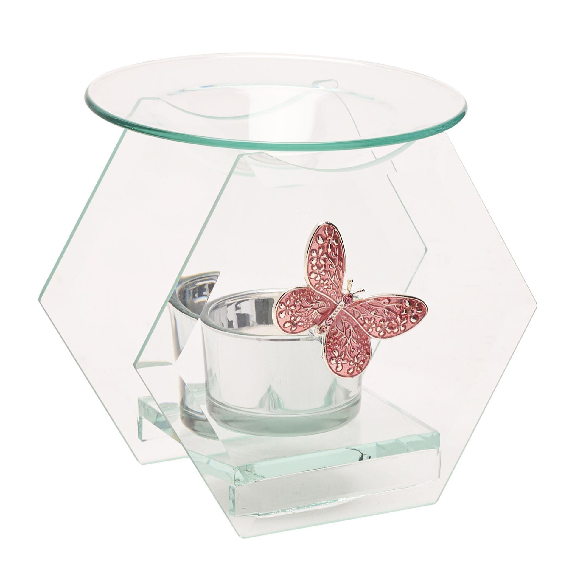 (ソフィア) Sophia ピンク 蝶々 ガラス オイルバーナー アロマ インテリア雑貨 【海外通販】