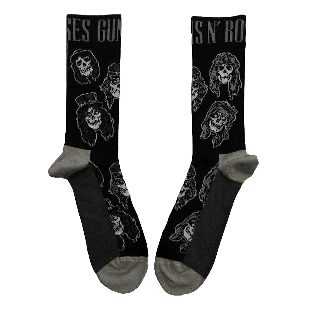 (ガンズ・アンド・ローゼズ) Guns N Roses オフィシャル商品 ユニセックス Skulls Band モノクローム 靴下 アンクルソックス ソックス (1足組) 【海外通販】