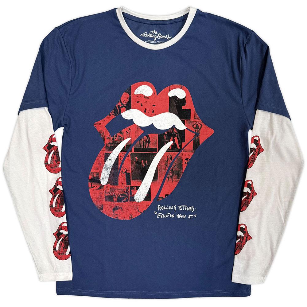 (ローリング・ストーンズ) The Rolling Stones オフィシャル商品 ユニセックス Collage Tongue Tシャツ レイヤー 長袖 トップス 【海外通販】