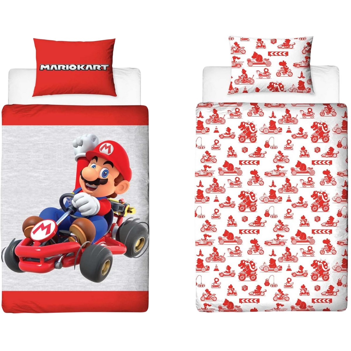(마리오 카트) Mario Kart 공식 상품 리버시블 이불 커버·베개 커버 세트 [해외 통판]