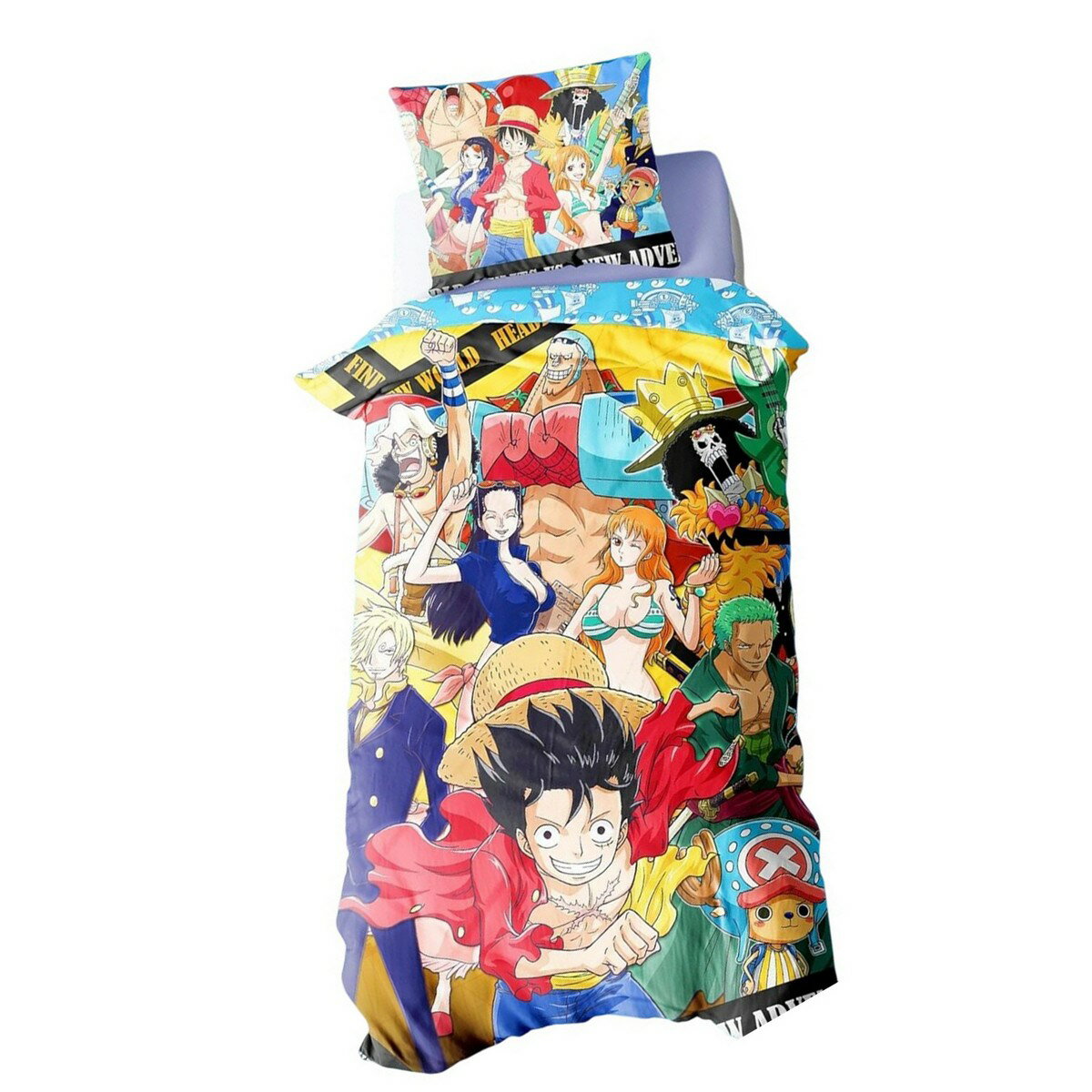 (ワンピース) One Piece オフィシャル商品 麦わらの一味 ルフィ― 掛け布団カバー・枕カバーセット リバーシブル 寝具 【海外通販】