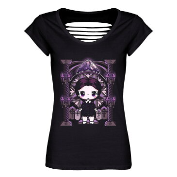 (ミオ・ムーン) Mio Moon オフィシャル商品 レディース Miss Addams キャラクター バックカット Tシャツ 【楽天海外直送】