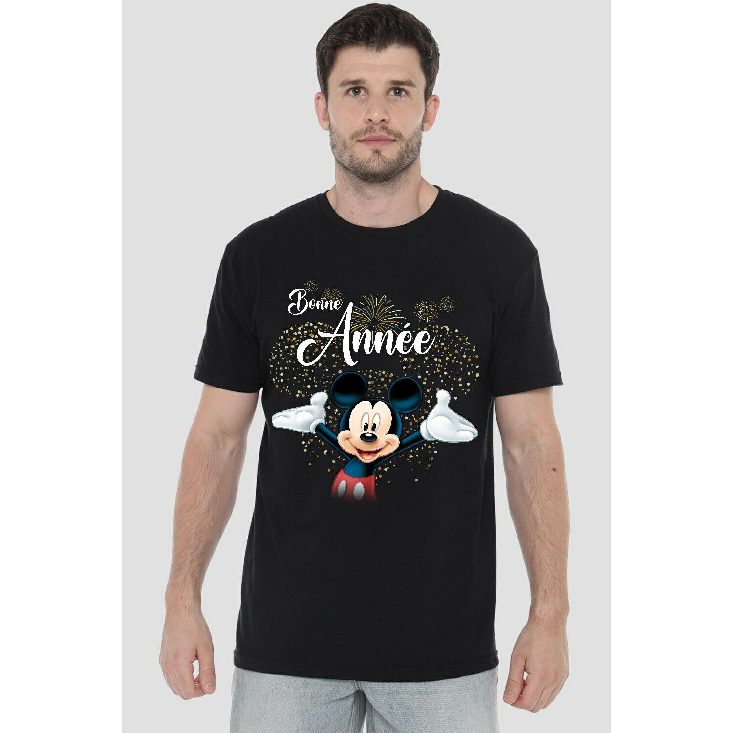 (ディズニー) Disney オフィシャル商品 メンズ French ミッキーマウス Tシャツ Fireworks New Year 半袖 トップス 【海外通販】