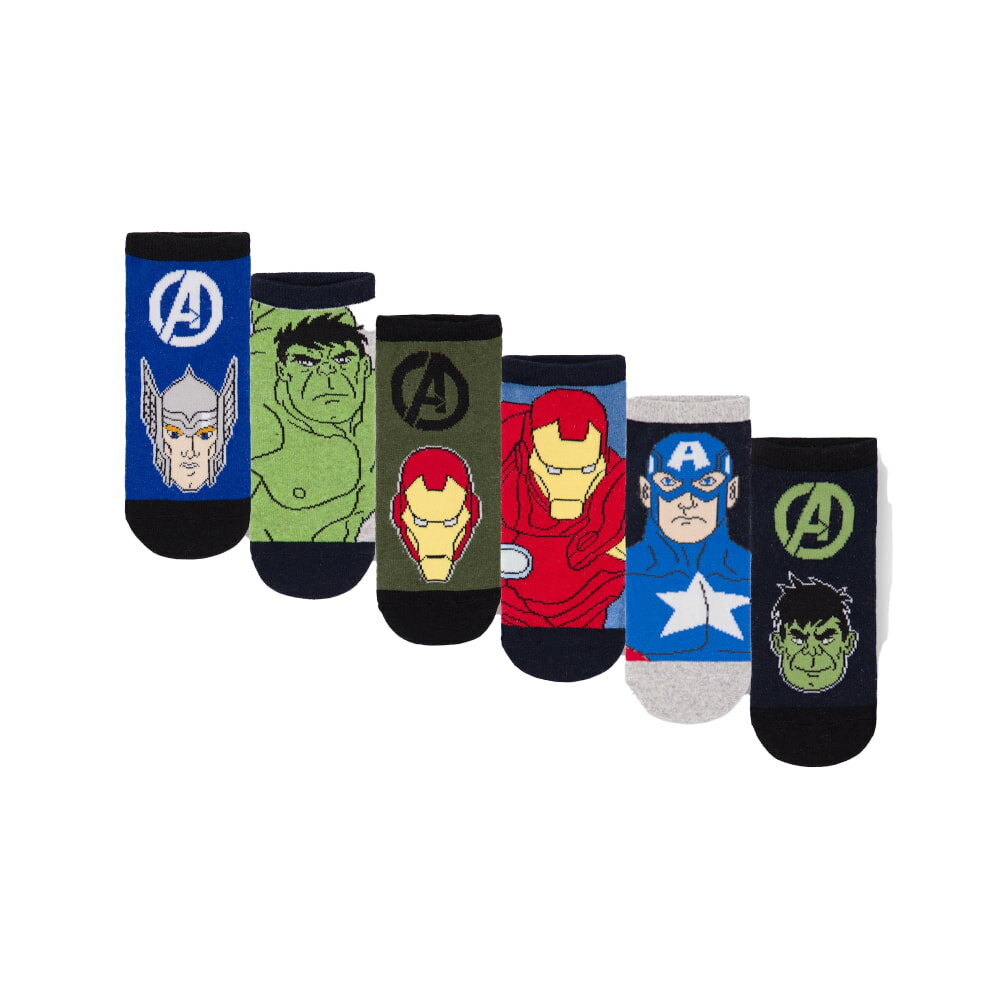 (マーベルアベンジャーズ) Marvel Avengers オフィシャル商品 キッズ 子供 ボーイズ 靴下 キャラクター ソックス セット (6足組) 【海外通販】