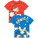 (ソニック・ザ・ヘッジホッグ) Sonic The Hedgehog オフィシャル商品 キッズ・子供 キャラクター Tシャツ 半袖 トップス セット (2枚組) 