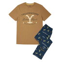 (イエローストーン) Yellowstone オフィシャル商品 メンズ ロゴ パジャマ 半袖 上下セット 【海外通販】