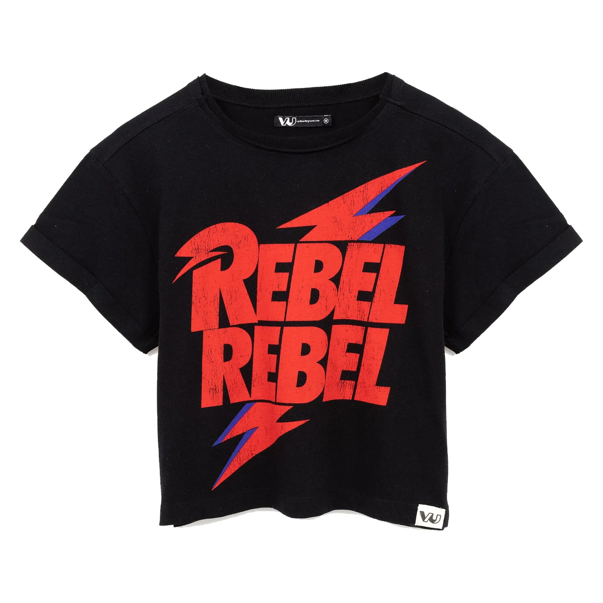 (デヴィッド・ボウイ) David Bowie オフィシャル商品 レディース Rebel Rebel Tシャツ クロップ 半袖 トップス 【海外通販】