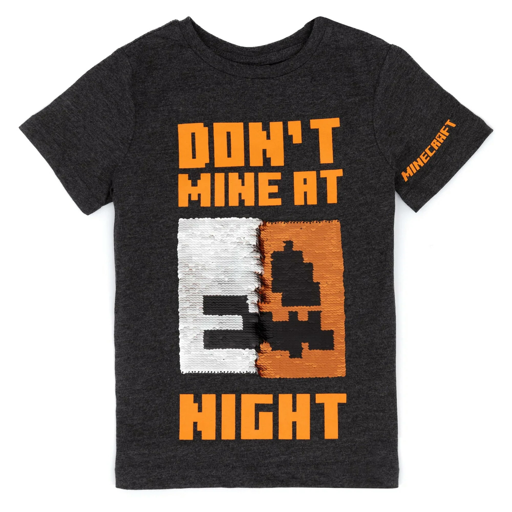 マインクラフト Minecraft オフィシャル商品 キッズ・子供 Don´t Mine At Night フリップスパンコール Tシャツ 半袖 トップス カットソー 【海外通販】