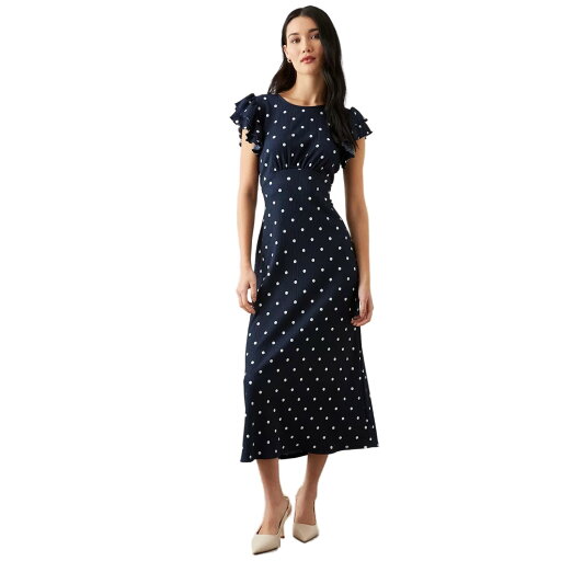 (ドロシーパーキンス) Dorothy Perkins レディース エンパイアライン ドット柄 フリル ミディワンピース 【海外通販】 (ドロシーパーキンス) Dorothy Perkins レディース エンパイアライン ドット柄 フリル ミディワンピース 【海外通販】