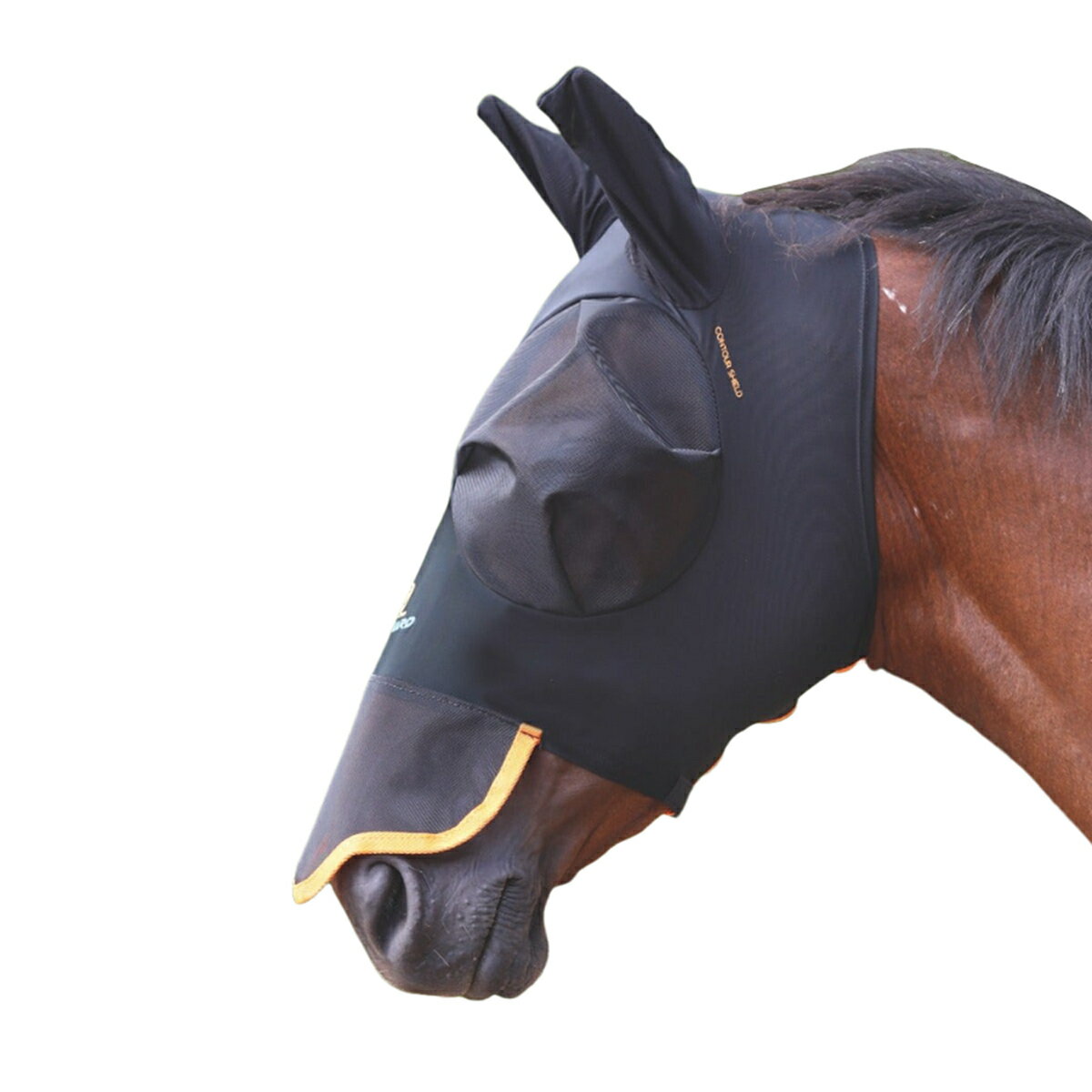 (シャイアズ) Shires 馬用 ストレッチ フライマスク 鼻カバー付き 虫対策 乗馬 馬装 ホースライディング 【海外通販】