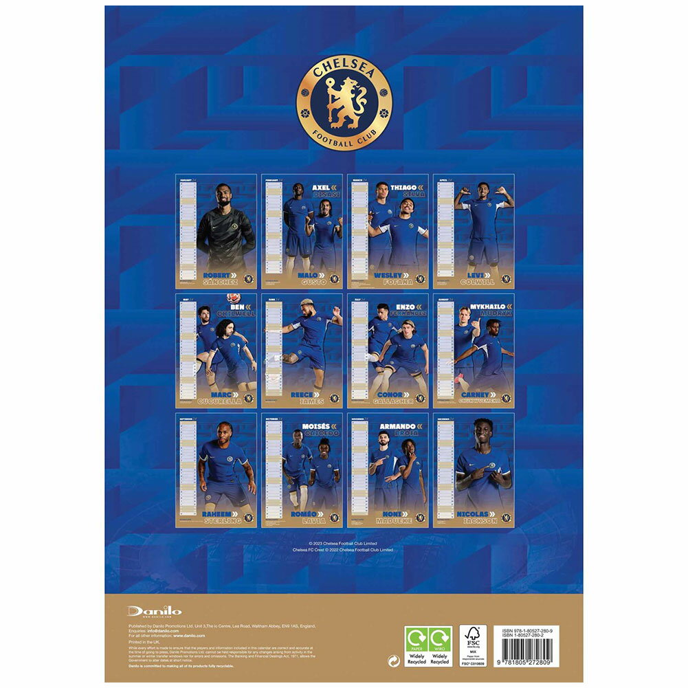 チェルシー フットボールクラブ Chelsea FC オフィシャル商品 2024 カレンダー A3 ウォールカレンダー 【海外通販】